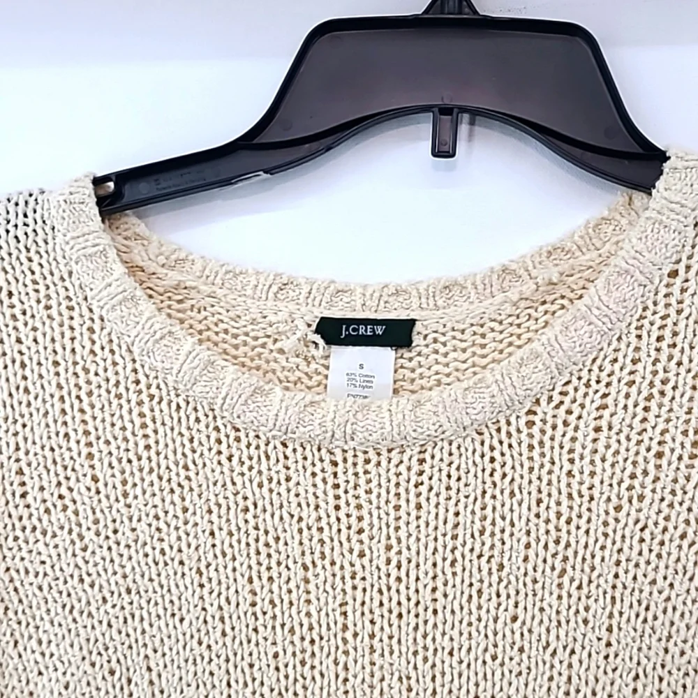 J. CREW Women's Cream Cotton / Lin / Nylon Long Sleeve Sweater‎ - Size Small
